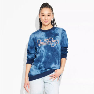 The Beach Boys Graphic Sweatshirt Women XXL Blue Tie Dye Casual Fleece Lined NWT